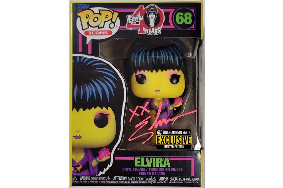 gat Bedankt Stemmen Elvira signed blacklight EE exclusive Funko Pop! figure pink autograph  (Beckett Authenticated) – The OC Dugout