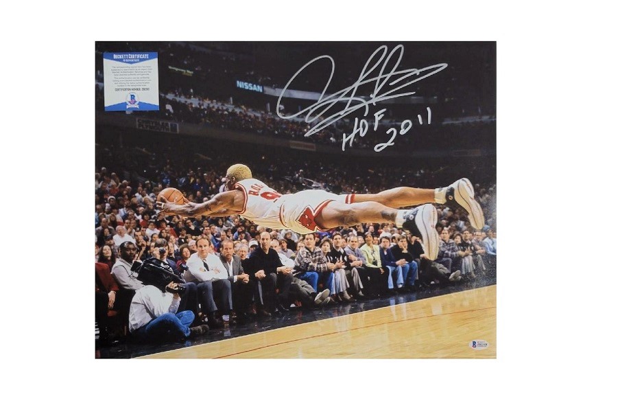 Dennis Rodman autograph signed “Air-Hair” Chicago Bulls 16×20 Photo w/  Michael Jordan (Beckett Authenticated) – The OC Dugout