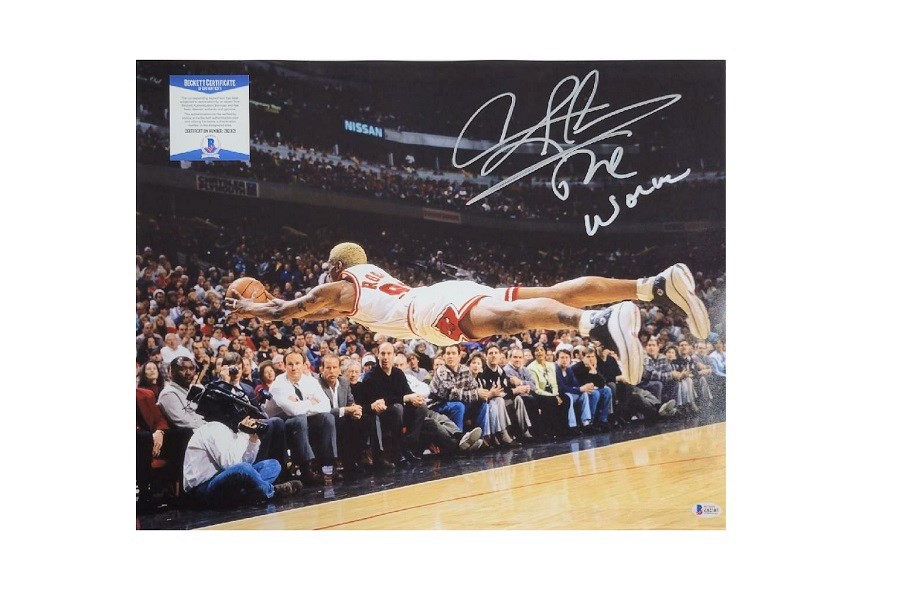 Dennis Rodman Signed Photo 11x14 Basketball Pistons Bulls Worm Autograph  HOF JSA