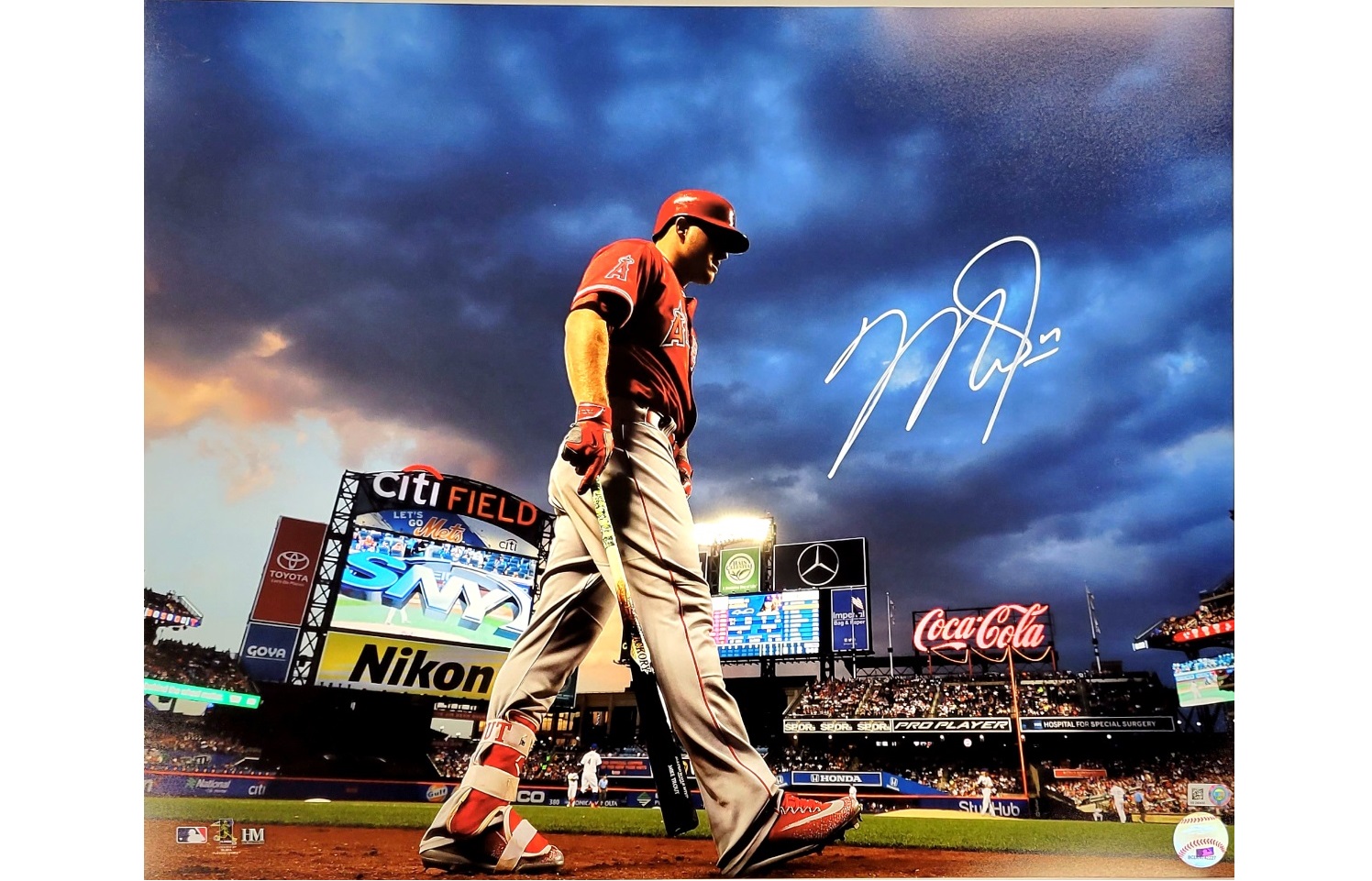 Mike Trout Los Angeles Angels Signed Citi Field Stadium 16x20
