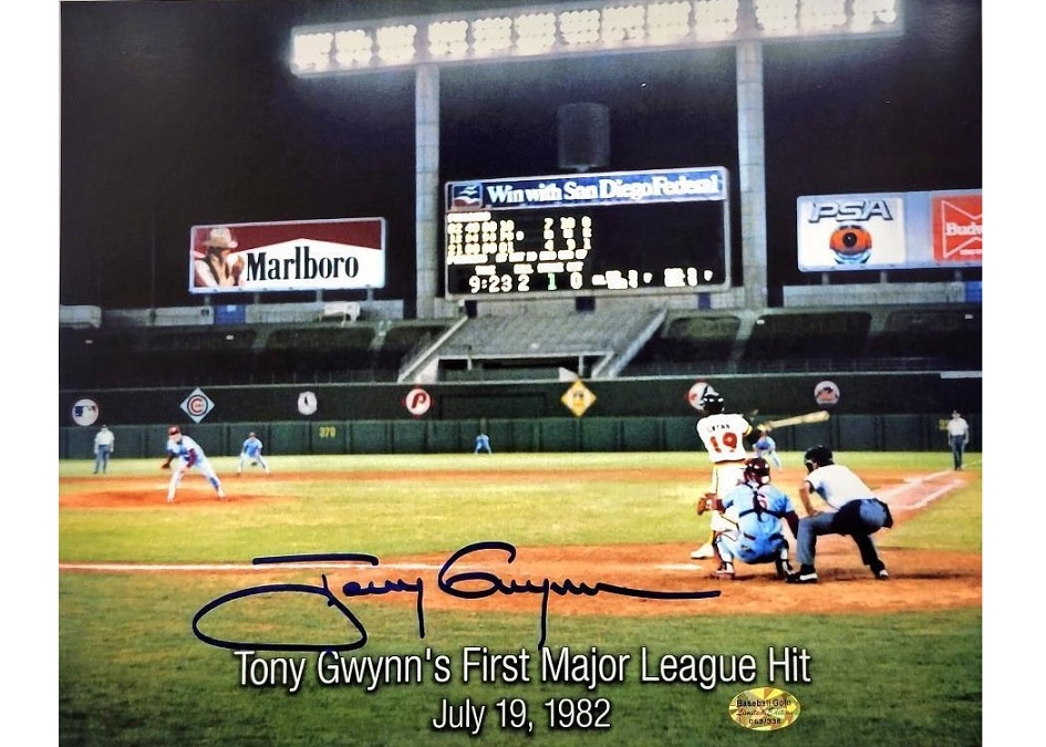 Tony Gwynn signed 1st Career Hit 8×10 photo LE # /388 (hologram + pic  proof) – The OC Dugout